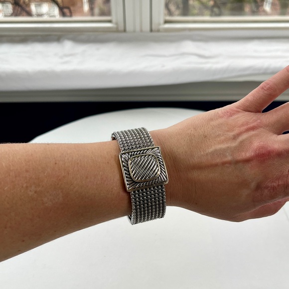 Two-tone Mesh Hinged Bracelet - Picture 9 of 12